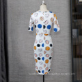 New Summer Short Sleeve Knee Length Colorful Polka Dot Casual Dresses Girl